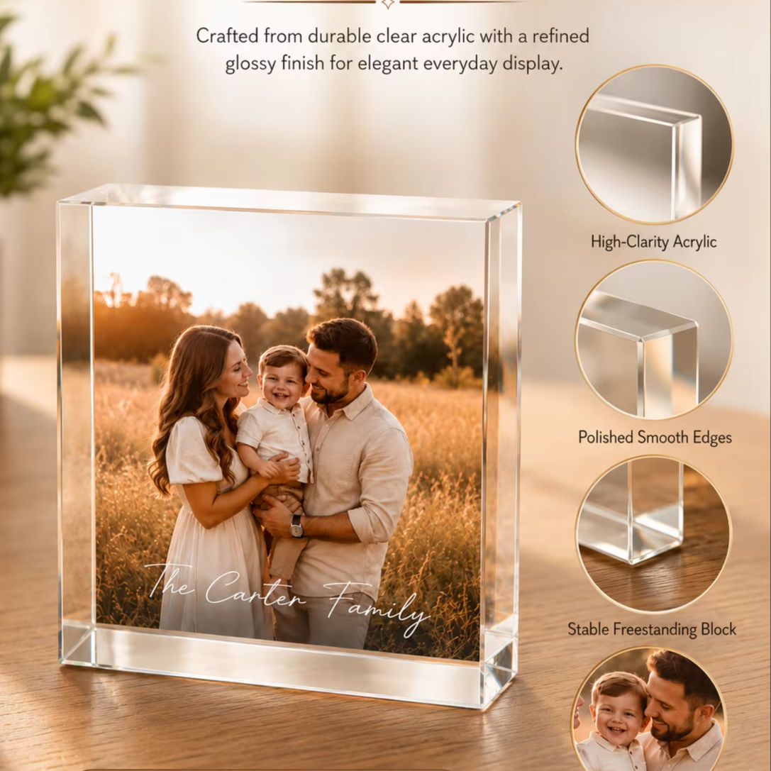 Photo Frame Baby - Personalized Family Acrylic Photo Block, Custom