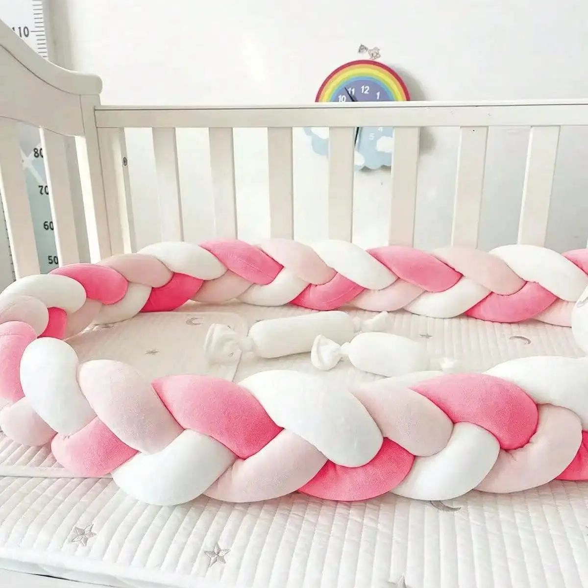 Convertible Crib Set - Widen Baby Bumper Bed Braid Knot