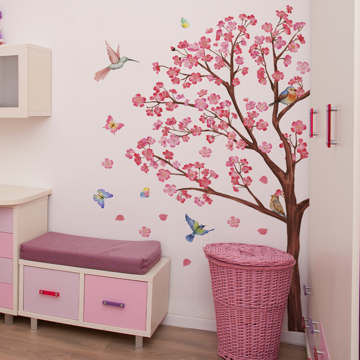 Baby Nursery Needs - Watercolour Bird Flower Wall Stickers Living