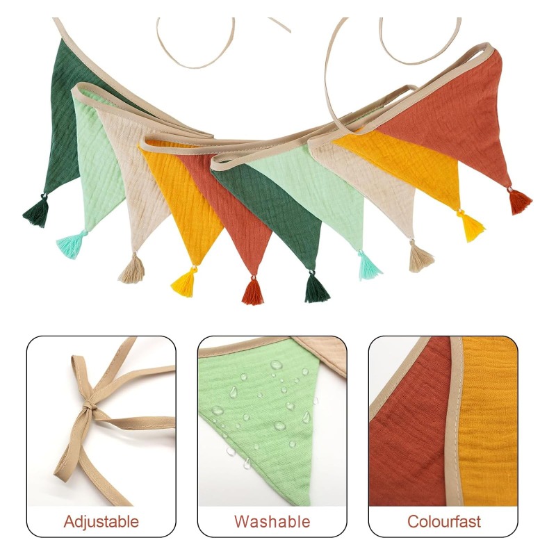 Baby Nursery Bunting - 2.6M Nursery Fabric Bunting 10 Triangle