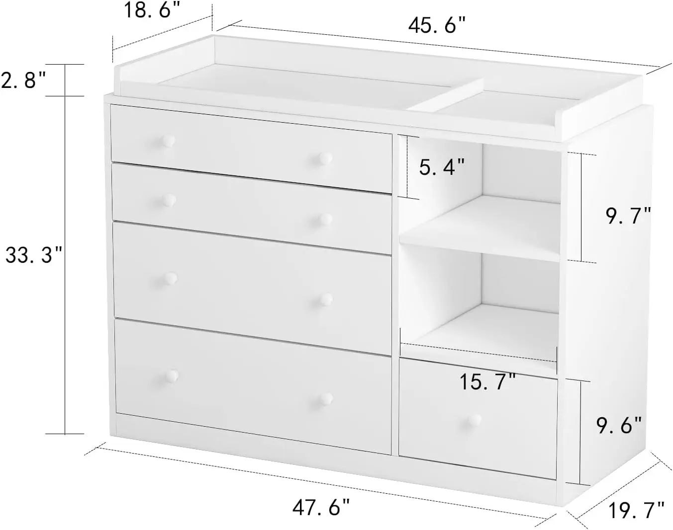 Nursery Baby Dresser, White Be - огляд і ціна Baby Nursery Chest Of Drawers