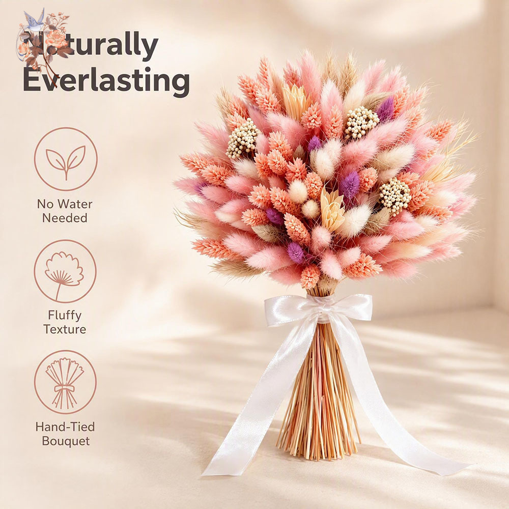 Pink Dried Flower Bouquet Bunn - огляд і ціна Baby Nursery Vase