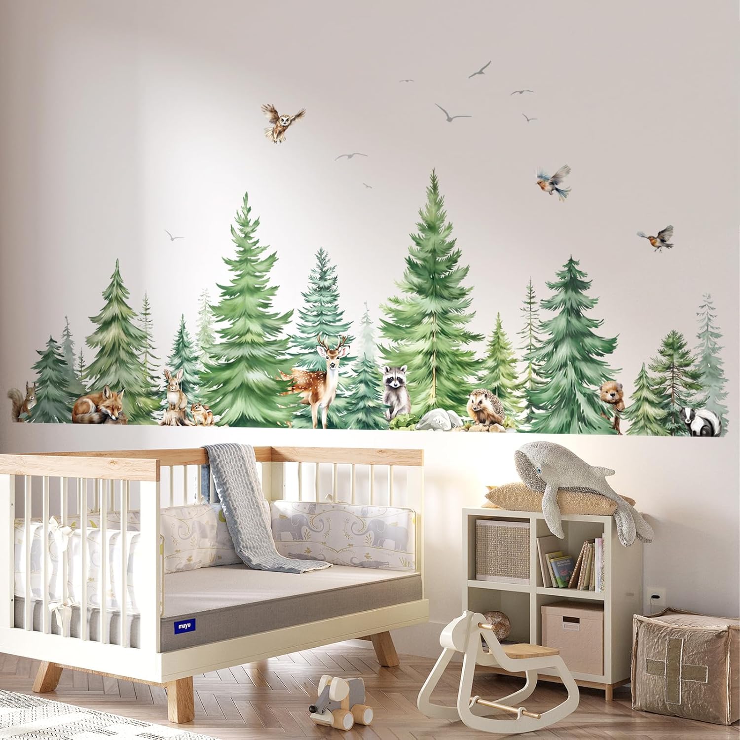 Large Watercolor Pine Tree Ani - огляд і ціна Baby Nursery Needs