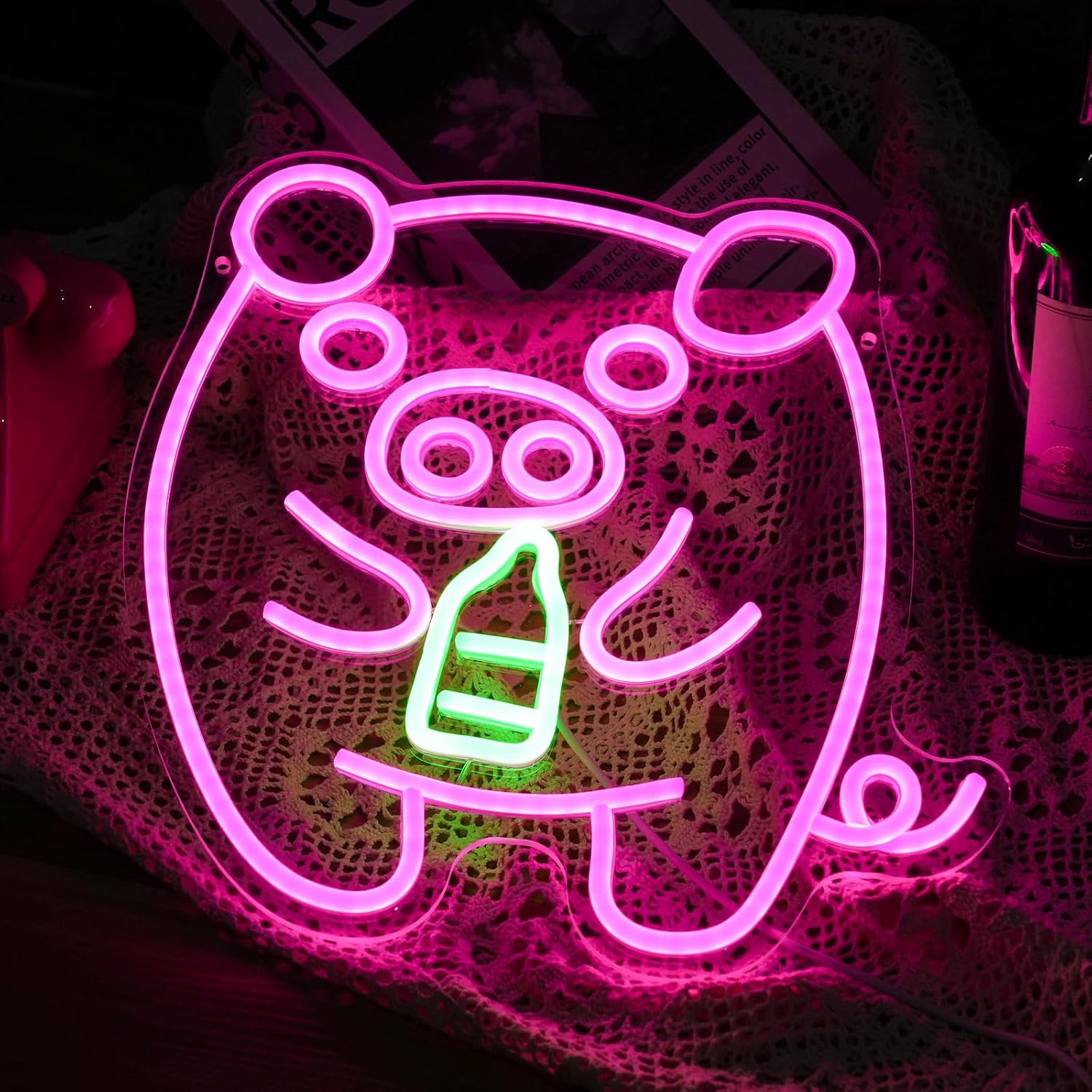 Baby Pig Milk Bottle Neon Sign - огляд і ціна Baby Nursery Needs