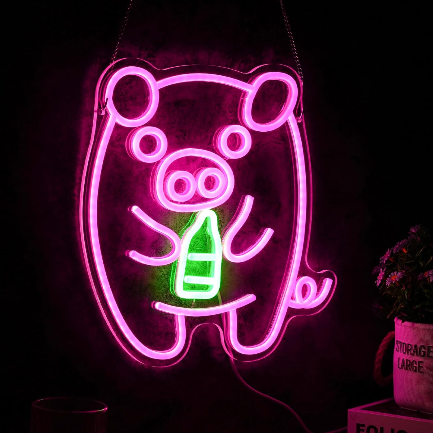 Baby Pig Milk Bottle Neon Sign - огляд і ціна Baby Nursery Needs