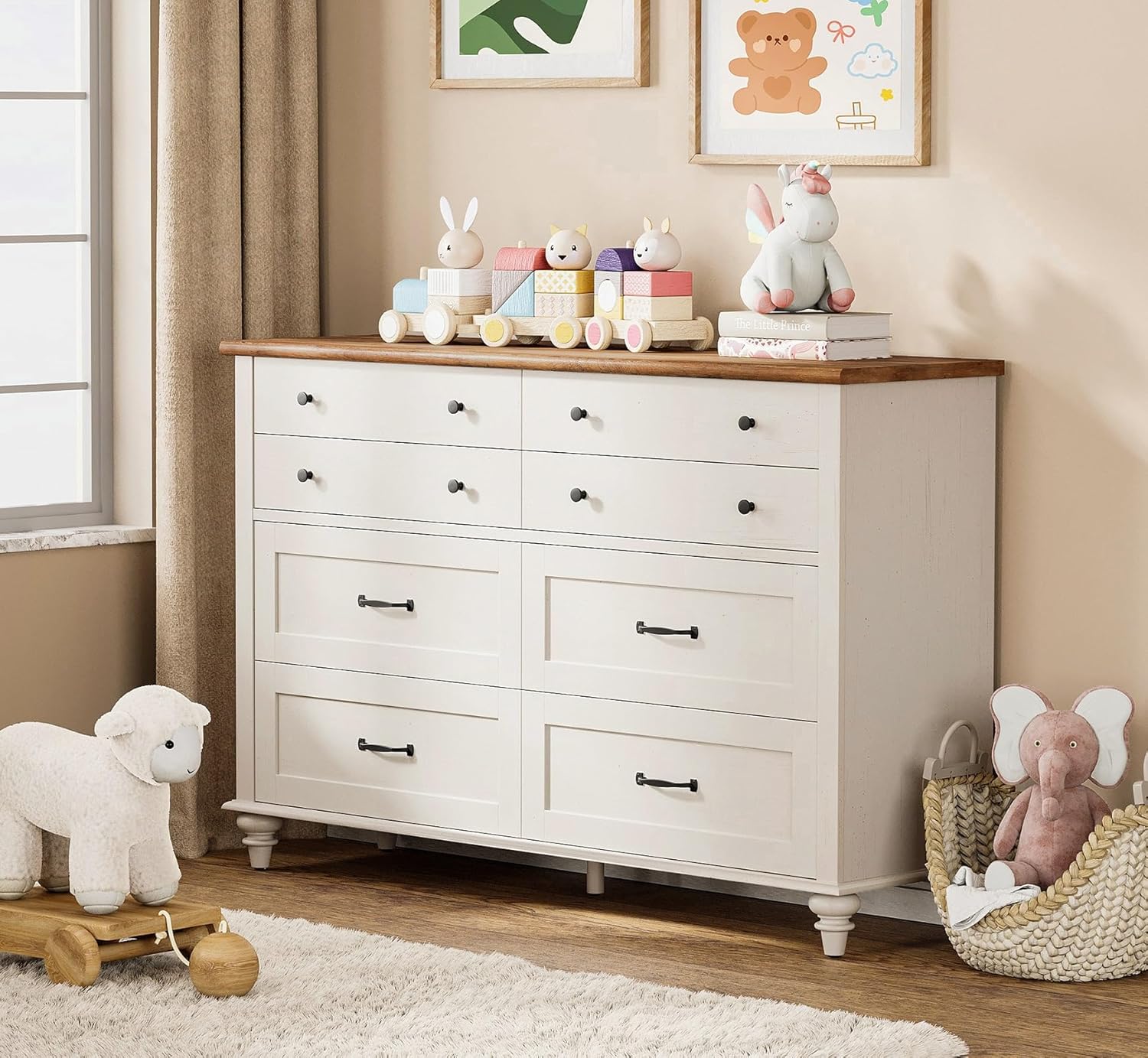 Modern  Kids Dresser with 7 Dr - огляд і ціна Baby Nursery Chest Of Drawers
