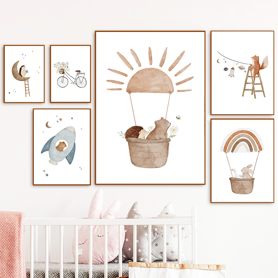 Cartoon Animals Nursery Wall A - огляд і ціна Baby Nursery Fabric