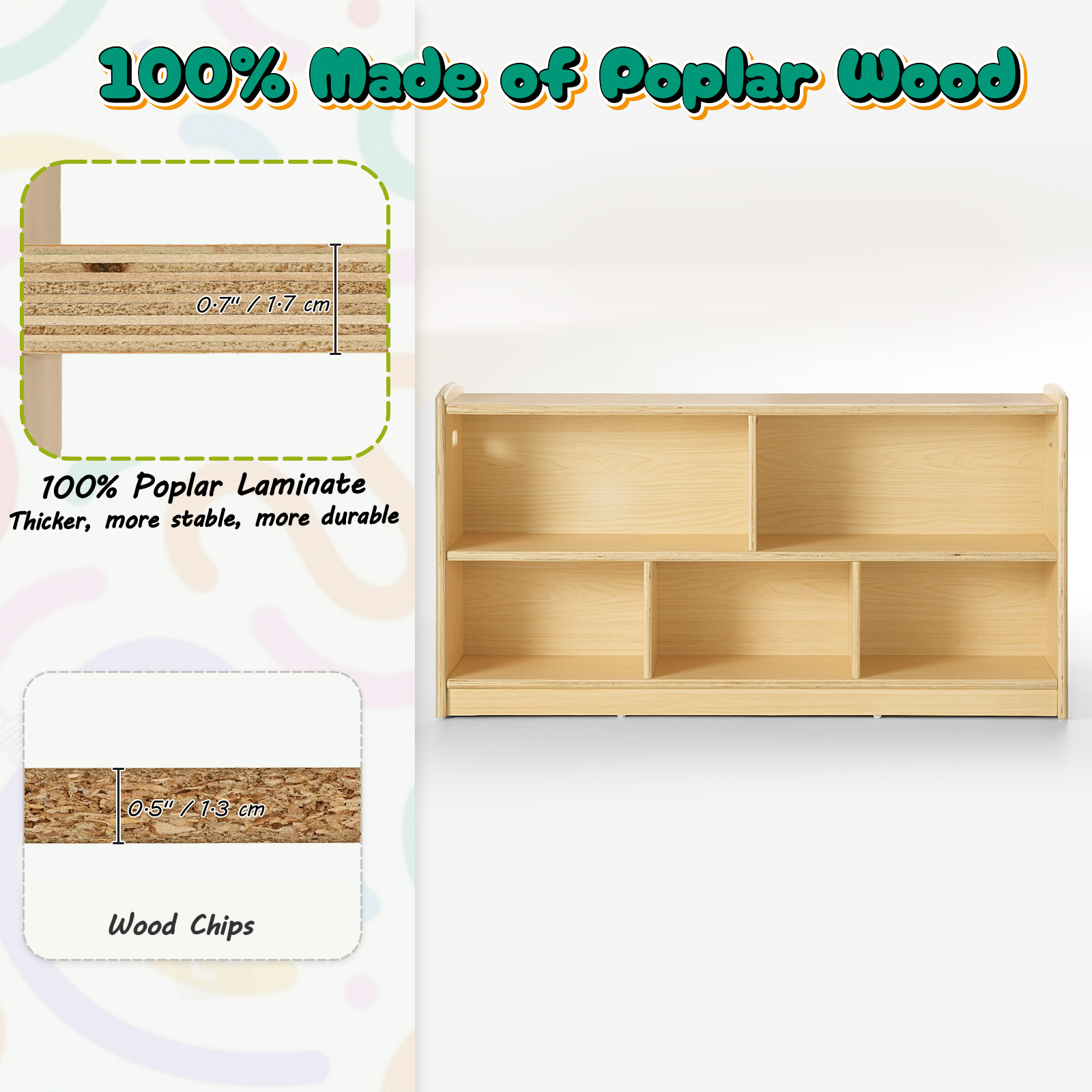 2-Tier Wood Montessori Cabinet - огляд і ціна Baby Bookshelf Small